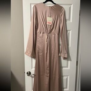 Veiled collection satin long sleeve maxi dress
